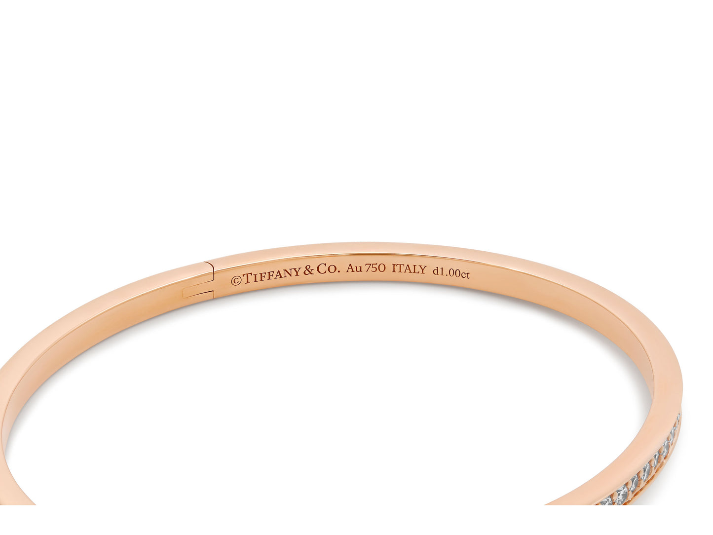 Tiffany & Co. 'Tiffany T' Narrow Diamond Hinged Bangle in 18K Rose Gold