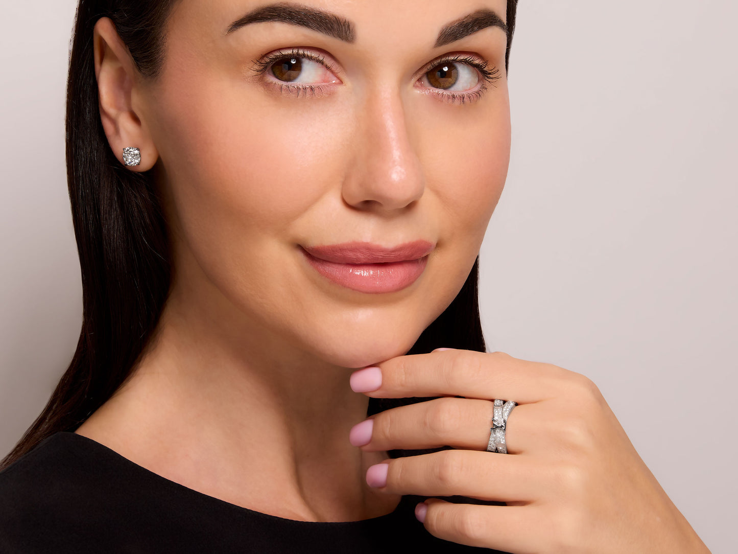 Louis Vuitton 'Empreinte' Double Diamond Ring in 18K White Gold
