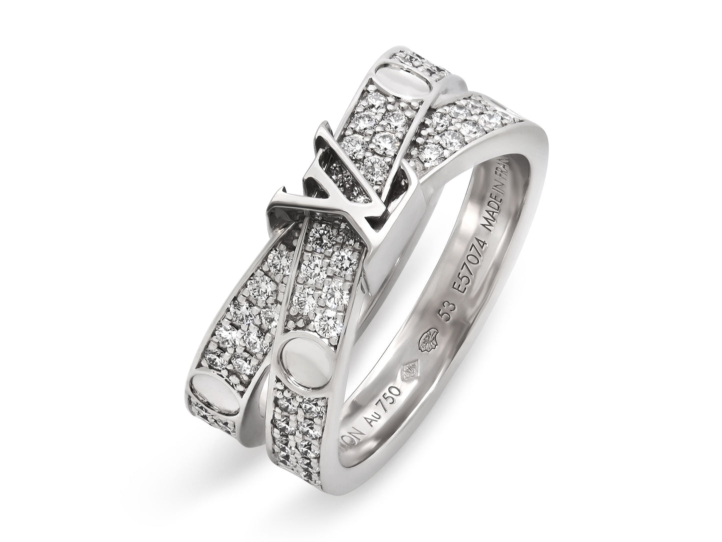 Louis Vuitton 'Empreinte' Double Diamond Ring in 18K White Gold