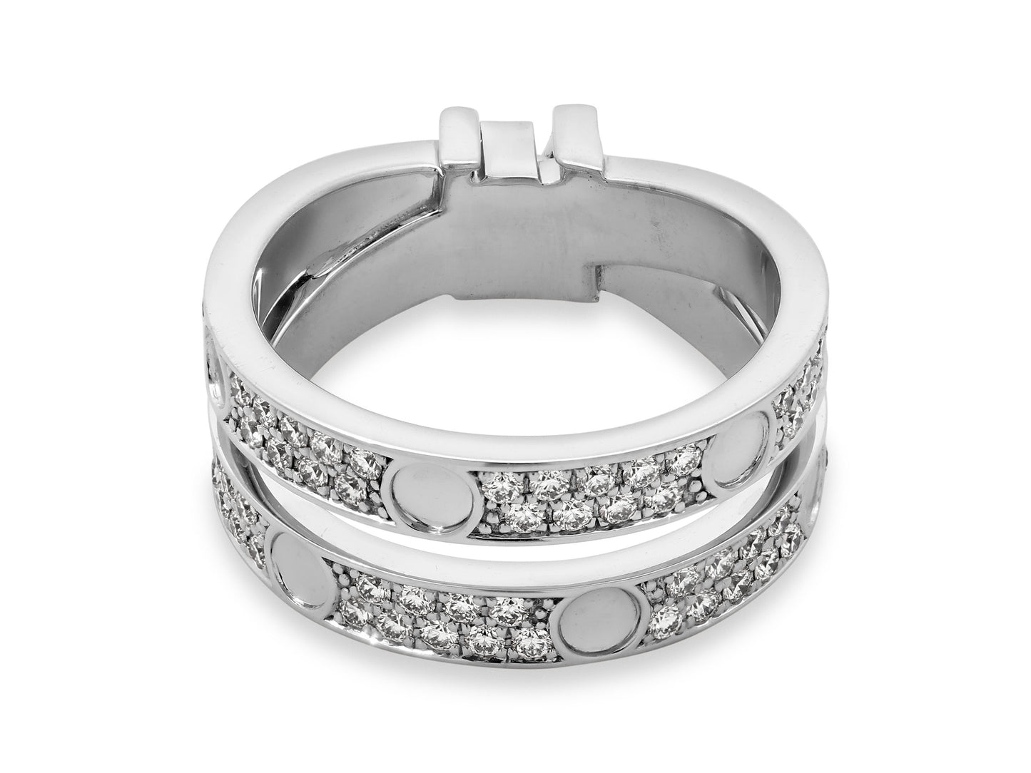 Louis Vuitton 'Empreinte' Double Diamond Ring in 18K White Gold