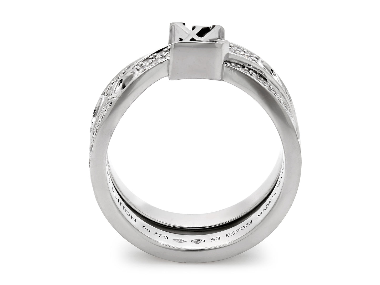 Louis Vuitton 'Empreinte' Double Diamond Ring in 18K White Gold