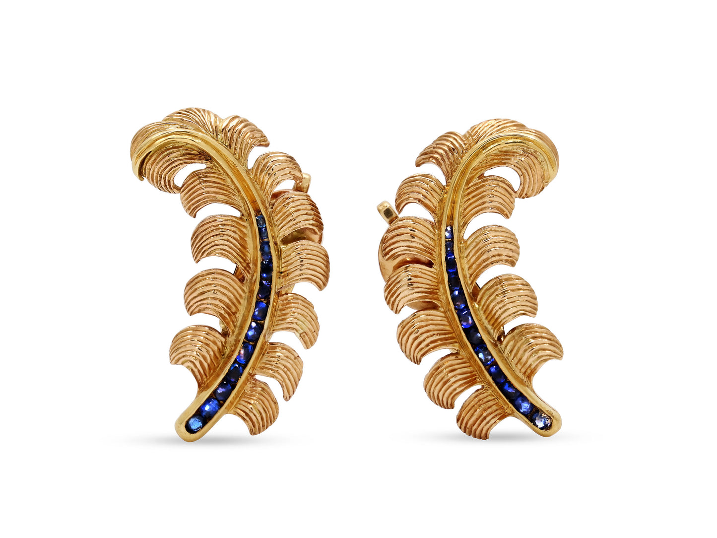 Cartier Sapphire Leaf Earrings in 14K Gold