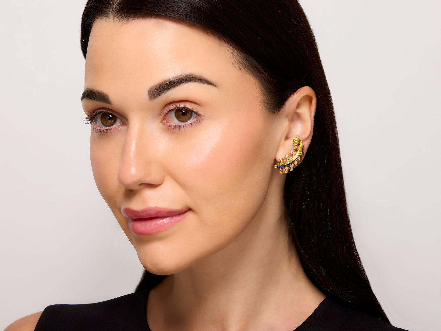 Cartier Sapphire Leaf Earrings in 14K Gold