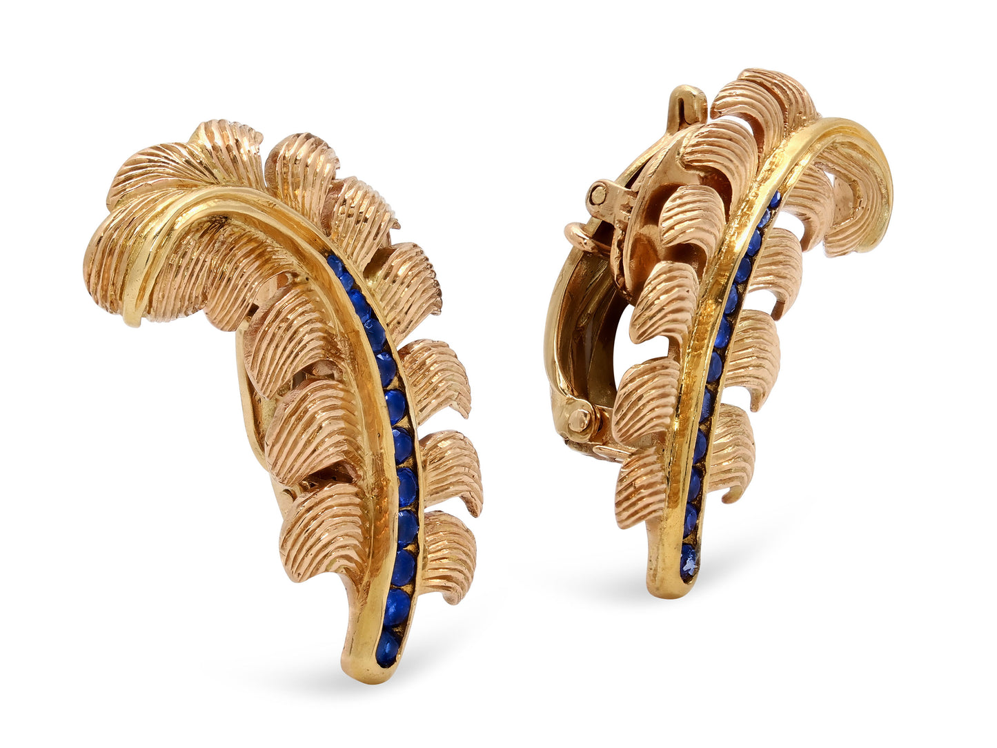 Cartier Sapphire Leaf Earrings in 14K Gold