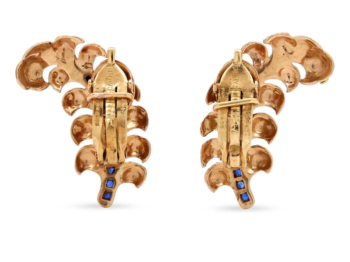 Cartier Sapphire Leaf Earrings in 14K Gold