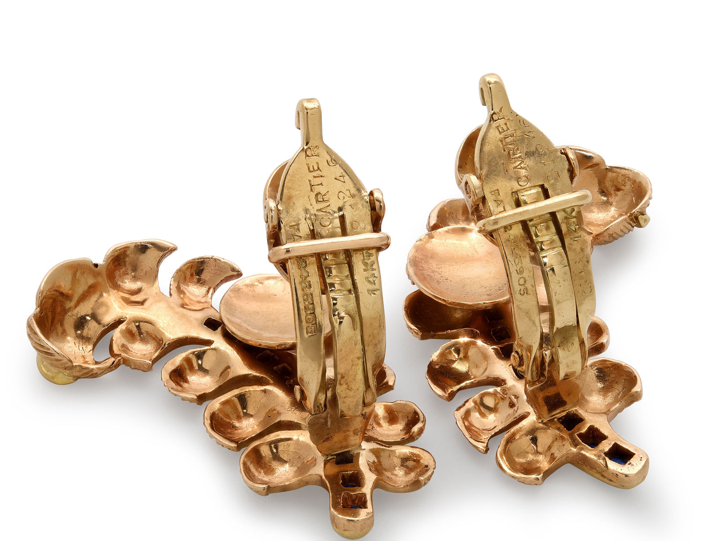 Cartier Sapphire Leaf Earrings in 14K Gold