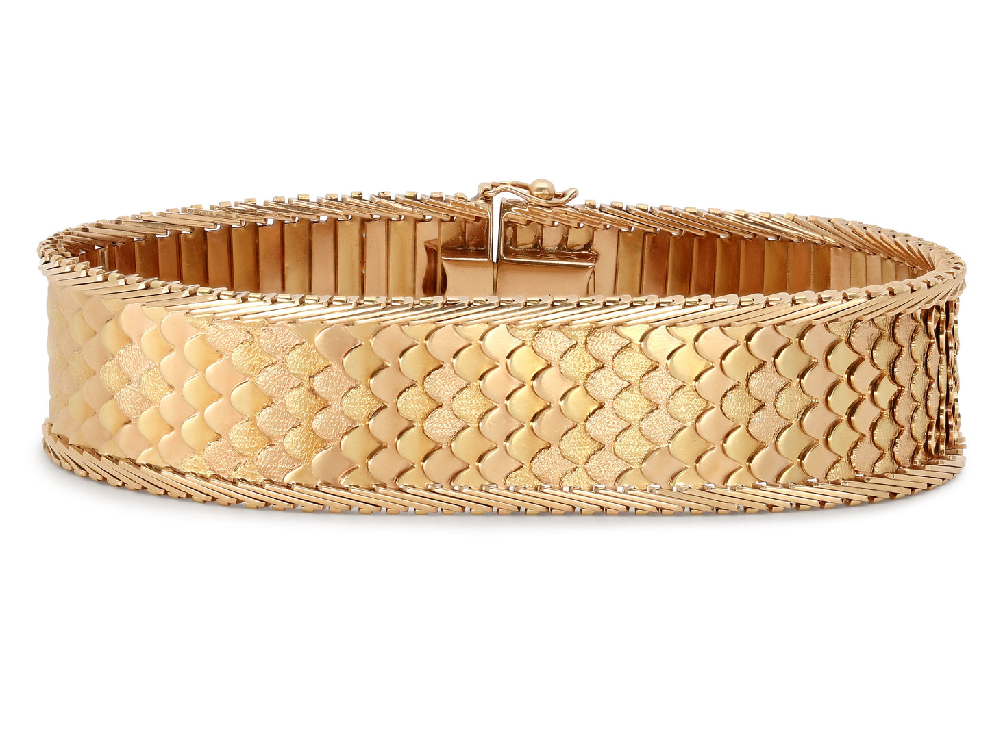 Scalloped Link Bracelet in 18K Rose and Yellow Gold