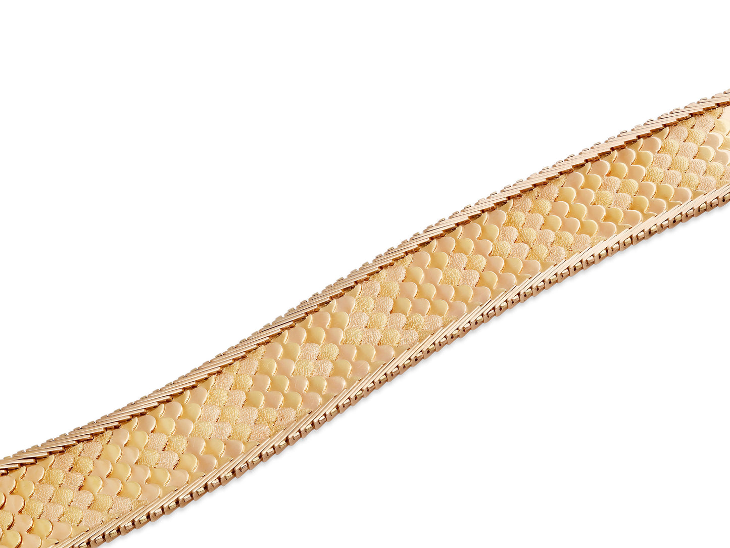 Scalloped Link Bracelet in 18K Rose and Yellow Gold