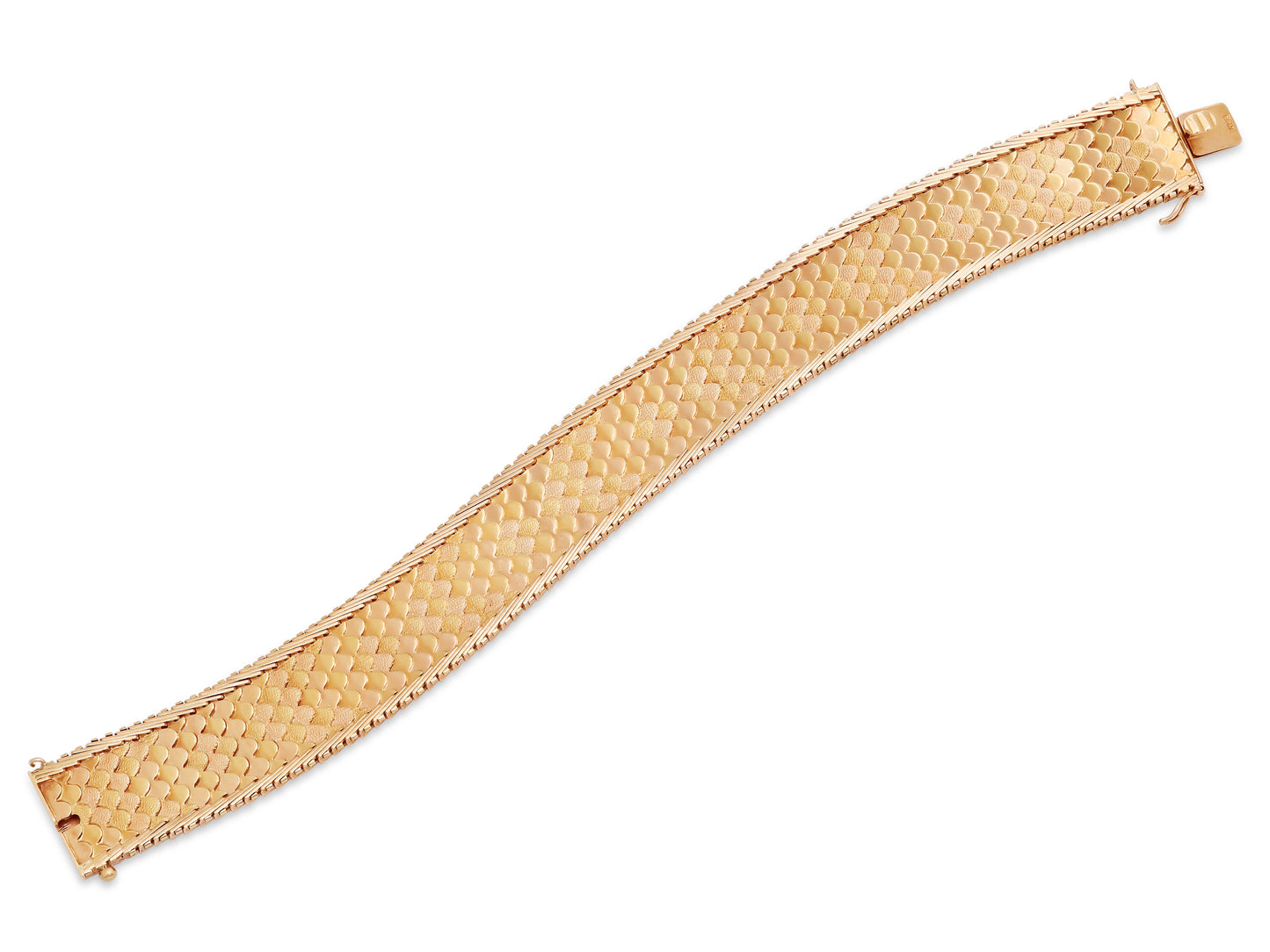 Scalloped Link Bracelet in 18K Rose and Yellow Gold