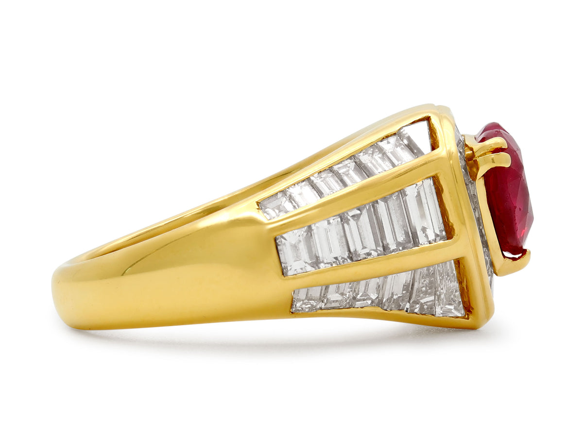Heart-Shape Burma Ruby and Diamond Ring in 18K Gold by Picchiotti