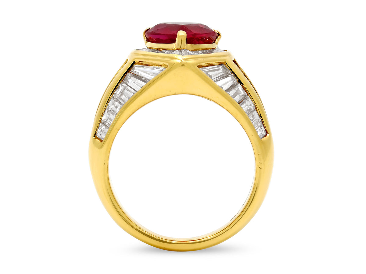 Heart-Shape Burma Ruby and Diamond Ring in 18K Gold by Picchiotti