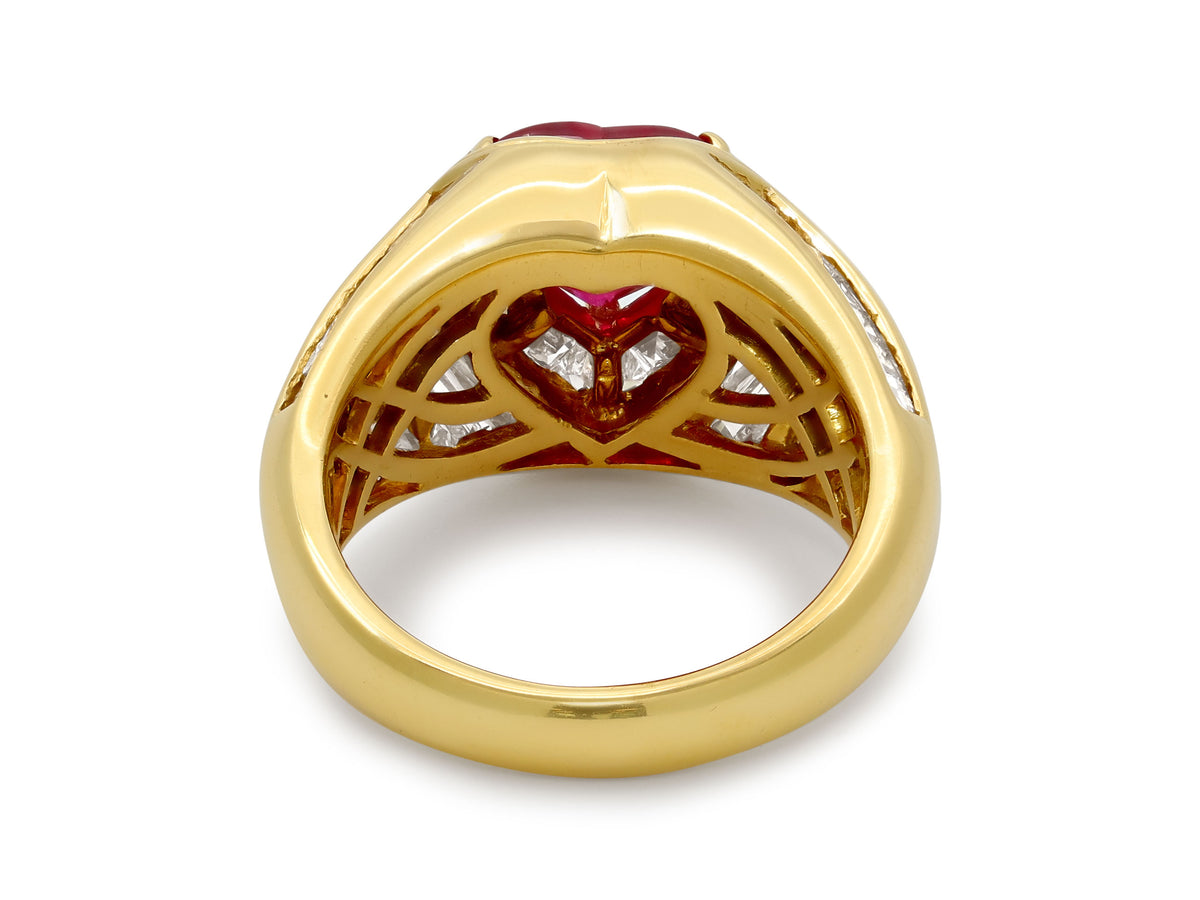 Heart-Shape Burma Ruby and Diamond Ring in 18K Gold by Picchiotti