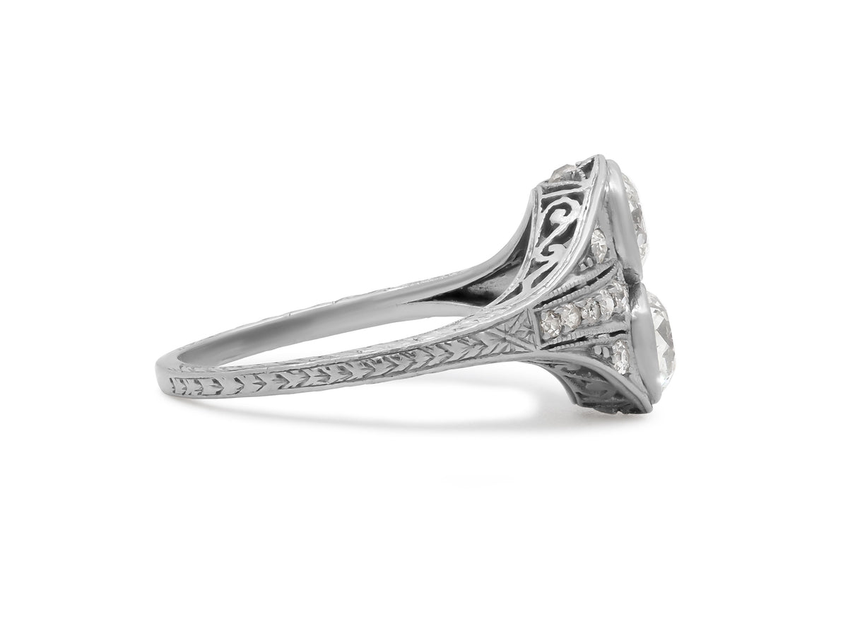 Art Deco Two Stone Diamond Ring in Platinum