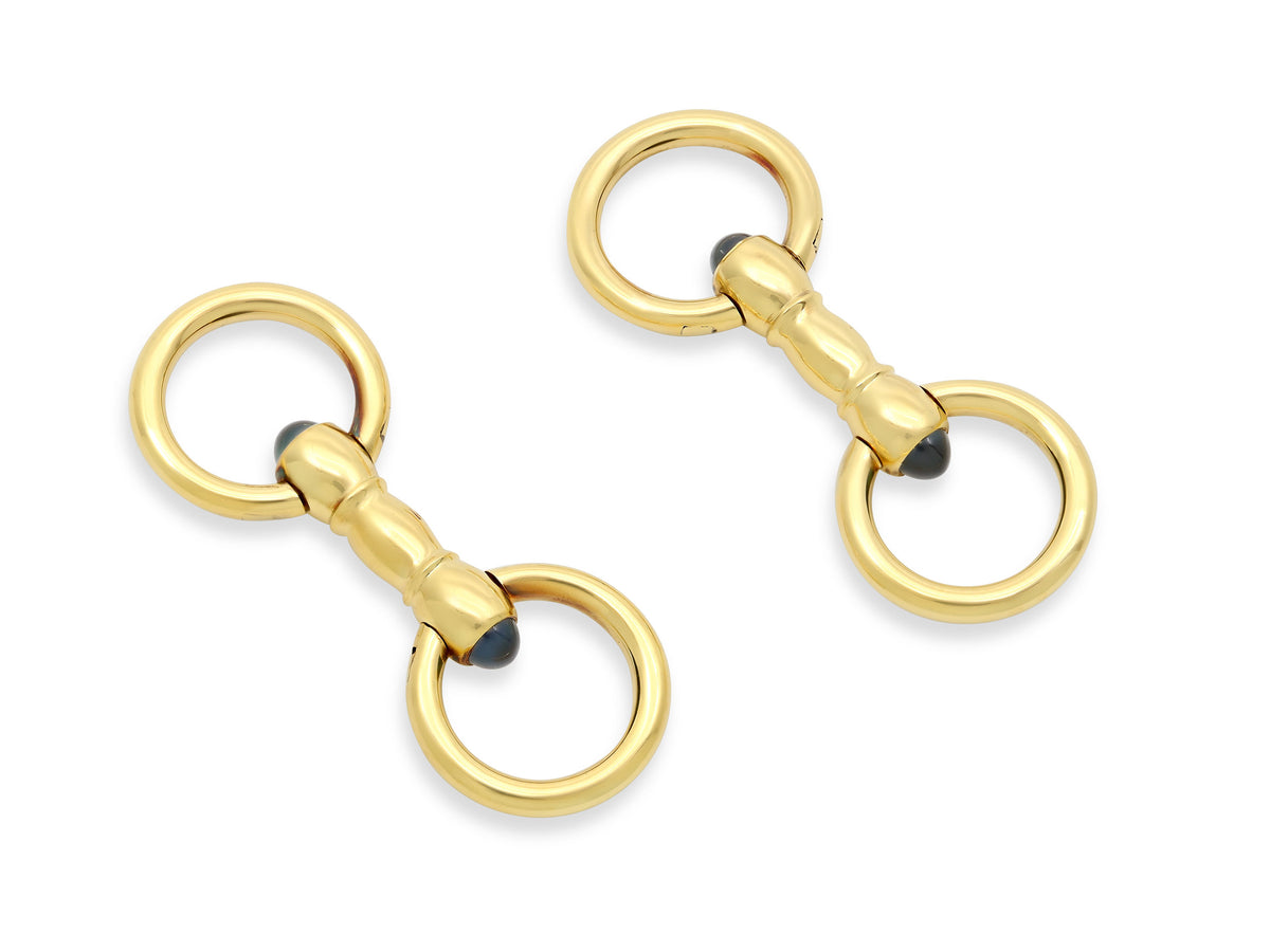 Mid-Century Sapphire Cufflinks in 14K Gold