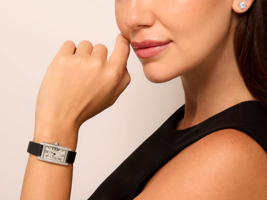 Cartier 'Tank Américaine' Diamond Watch in 18K White Gold