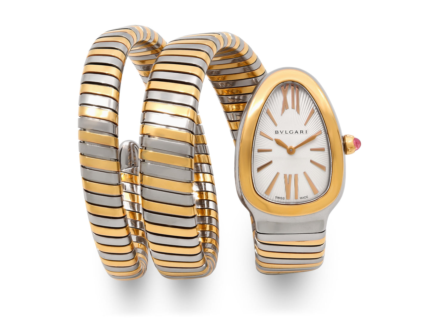 Bulgari 'Serpenti' Tubogas Watch in Steel and 18K Rose Gold