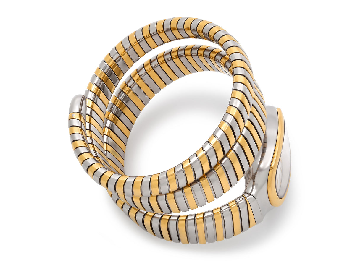 Bulgari 'Serpenti' Tubogas Watch in Steel and 18K Rose Gold