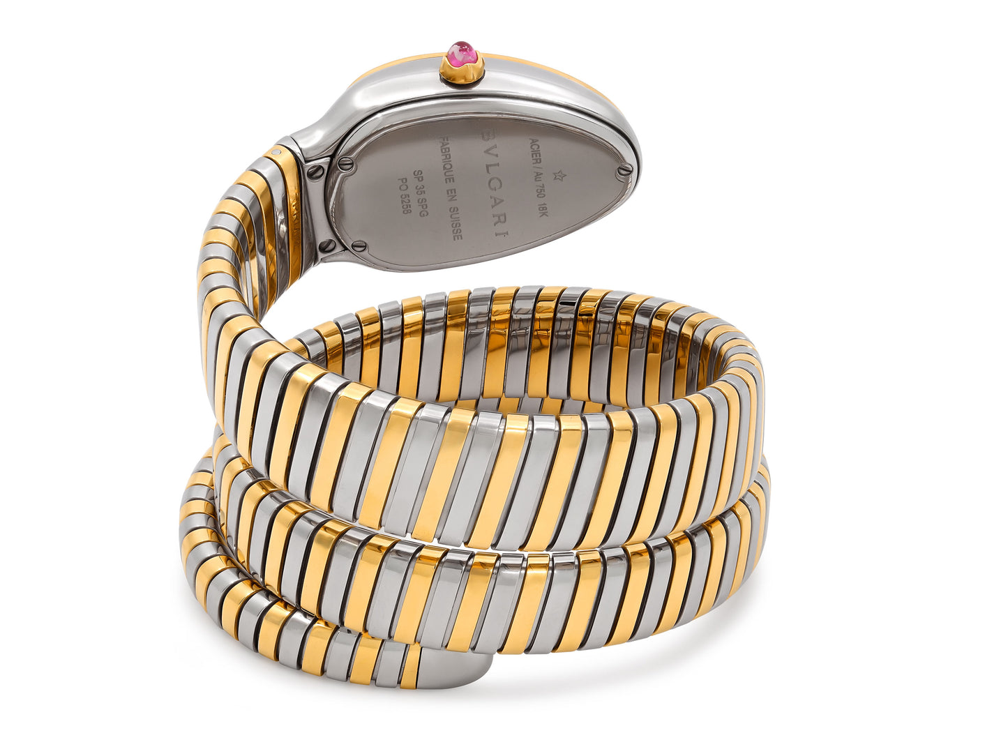 Bulgari 'Serpenti' Tubogas Watch in Steel and 18K Rose Gold