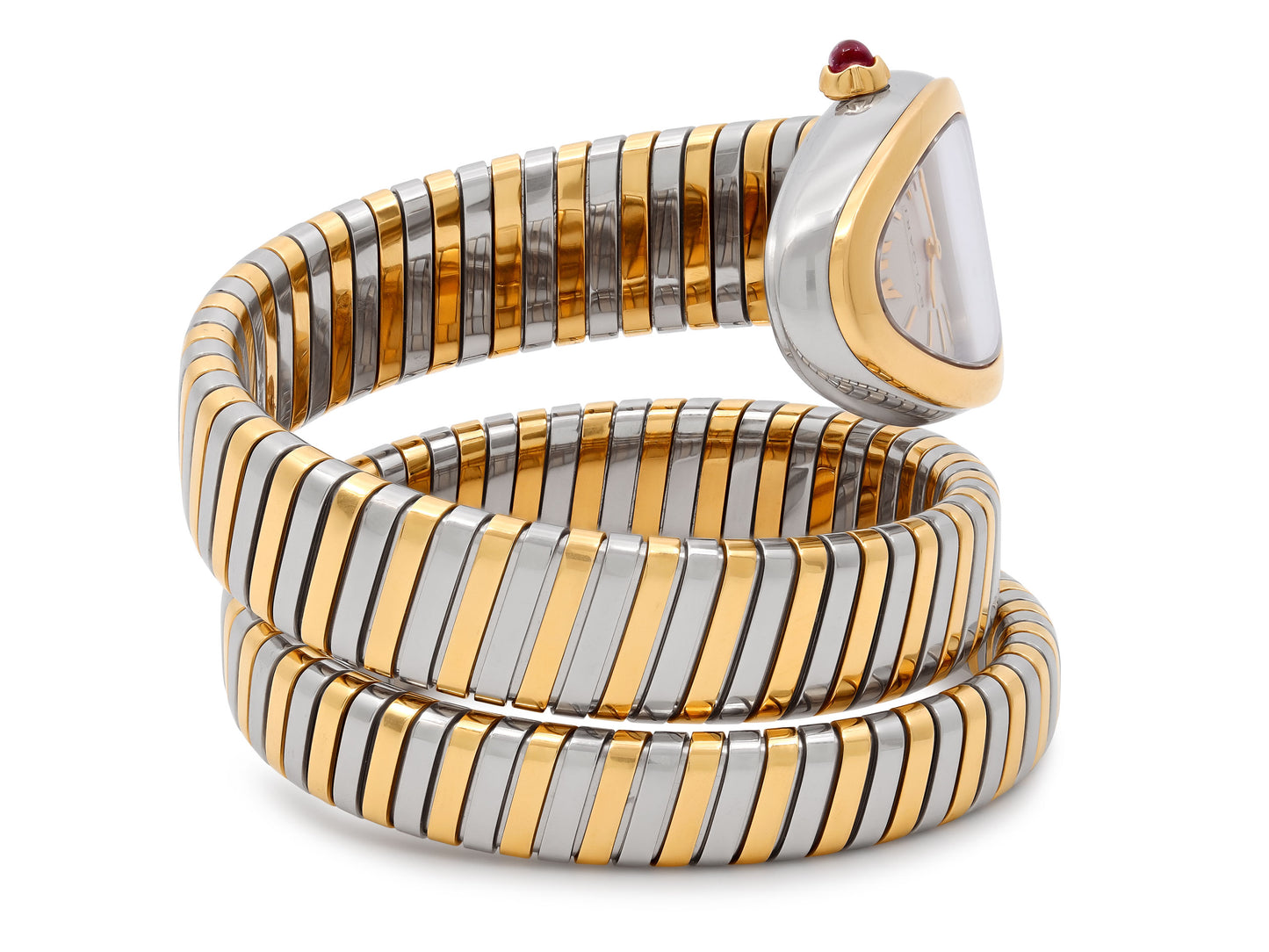 Bulgari 'Serpenti' Tubogas Watch in Steel and 18K Rose Gold