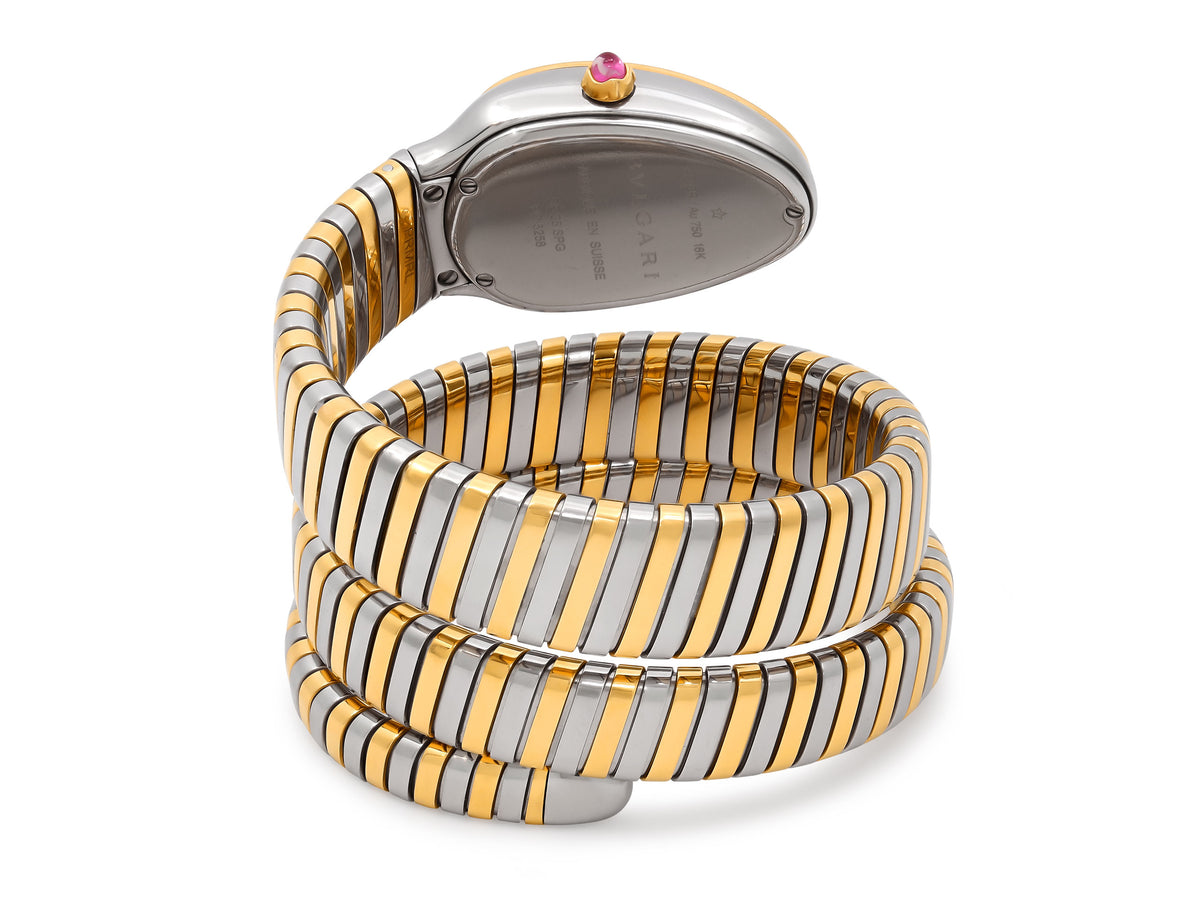 Bulgari 'Serpenti' Tubogas Watch in Steel and 18K Rose Gold
