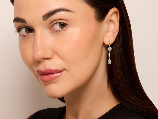 Beladora 'Reimagined' Diamond Drop Earrings in Platinum