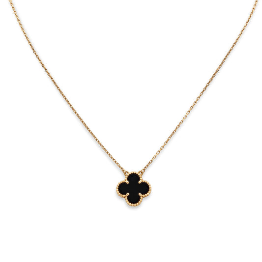 Van Cleef & Arpels 'Vintage Alhambra' Onyx Pendant, in 18K Gold