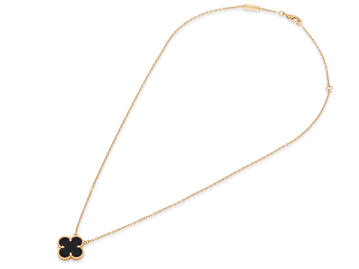 Van Cleef & Arpels 'Vintage Alhambra' Onyx Pendant, in 18K Gold