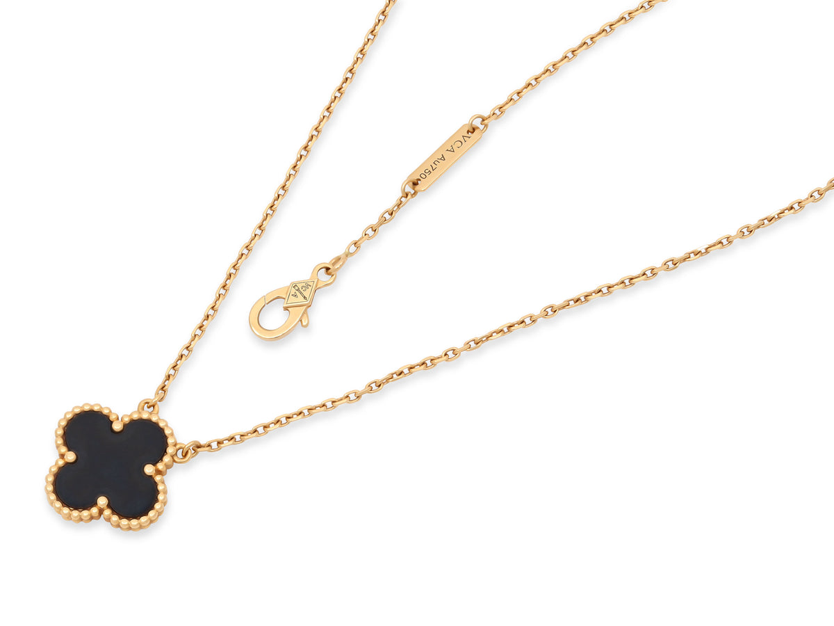 Van Cleef & Arpels 'Vintage Alhambra' Onyx Pendant, in 18K Gold