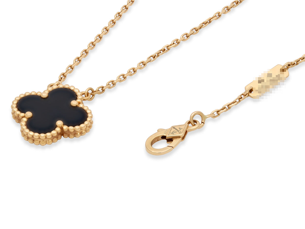 Van Cleef & Arpels 'Vintage Alhambra' Onyx Pendant, in 18K Gold
