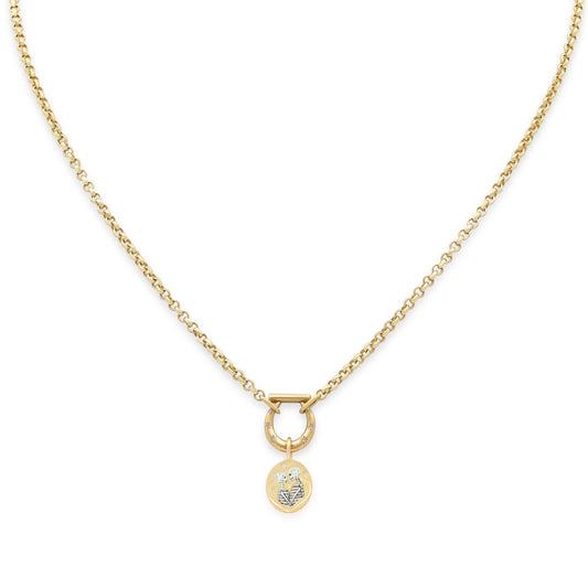 Cece 'Skeleton Lovers' Enamel Charm with Horseclip Diamond Necklace, Small, in 18K Gold