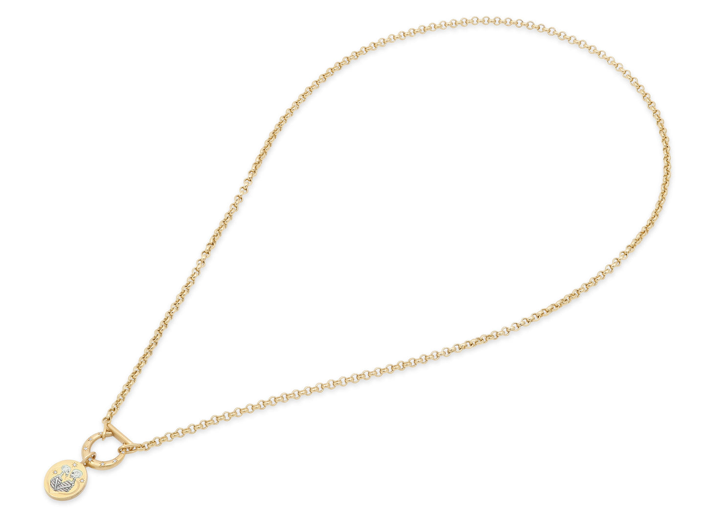Cece 'Skeleton Lovers' Enamel Charm with Horseclip Diamond Necklace, Small, in 18K Gold