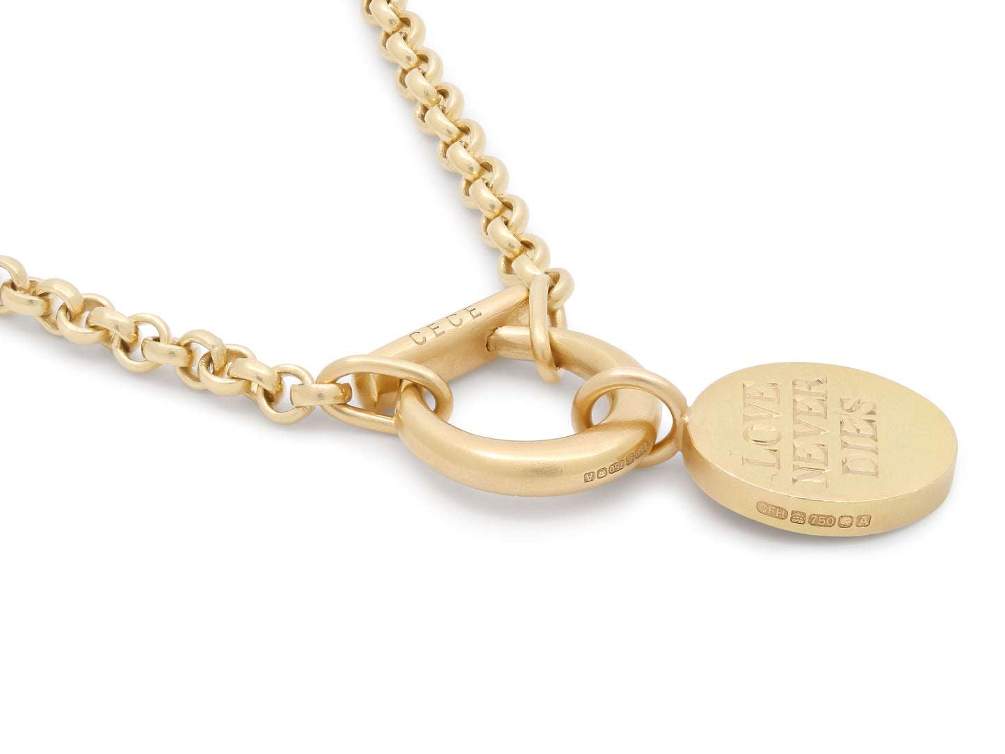 Cece 'Skeleton Lovers' Enamel Charm with Horseclip Diamond Necklace, Small, in 18K Gold