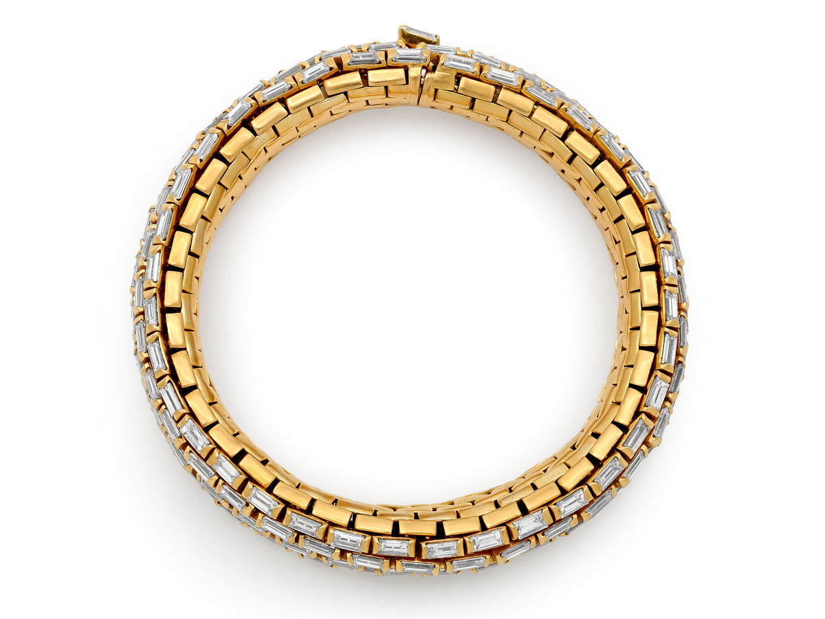 Baguette Diamond Brick Link Bracelet in 18K Gold