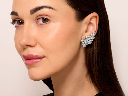 Diamond Cluster Earrings in Platinum