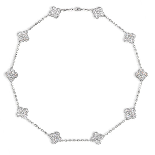 Van Cleef & Arpels 'Vintage Alhambra' Diamond Necklace, 10 Motifs, in 18K White Gold
