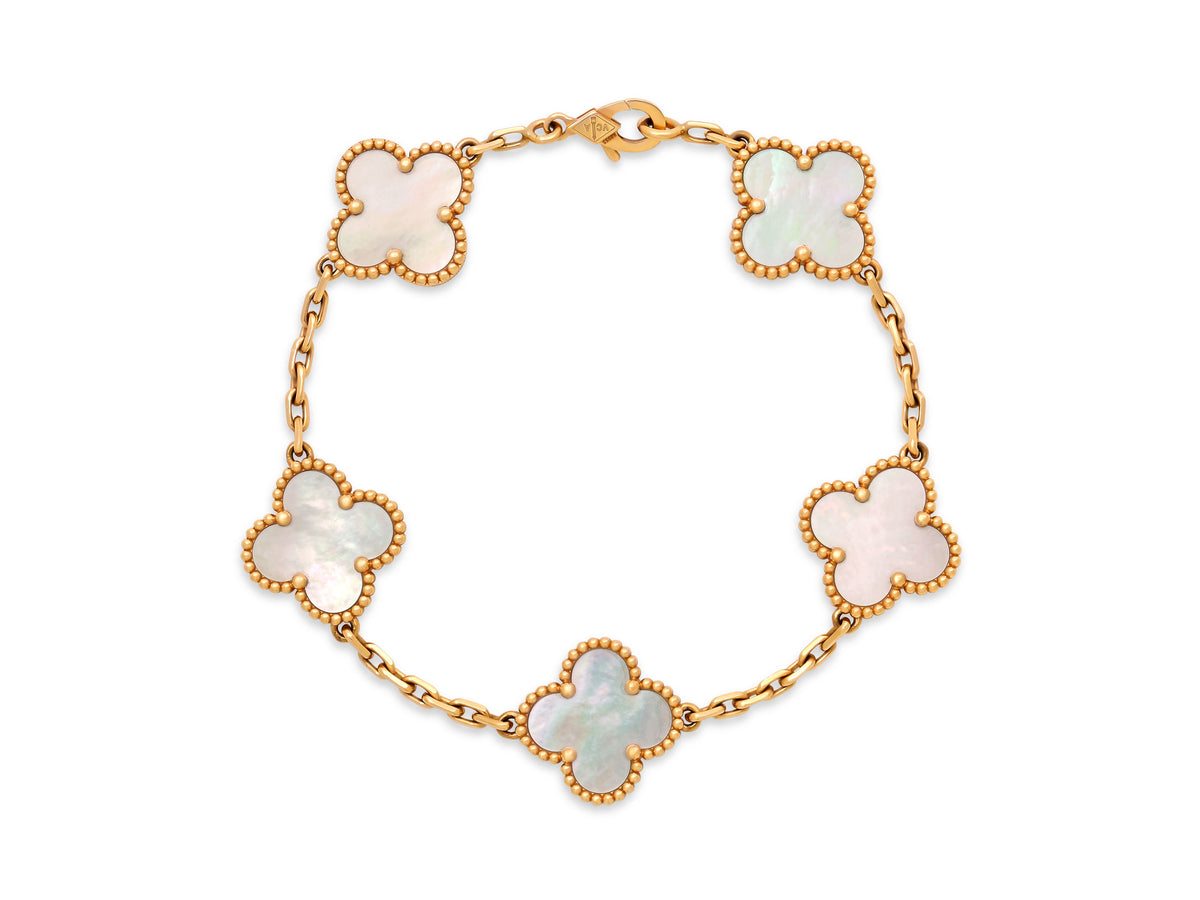 Van Cleef & Arpels 'Vintage Alhambra' Mother-of-Pearl Bracelet in 18K Gold