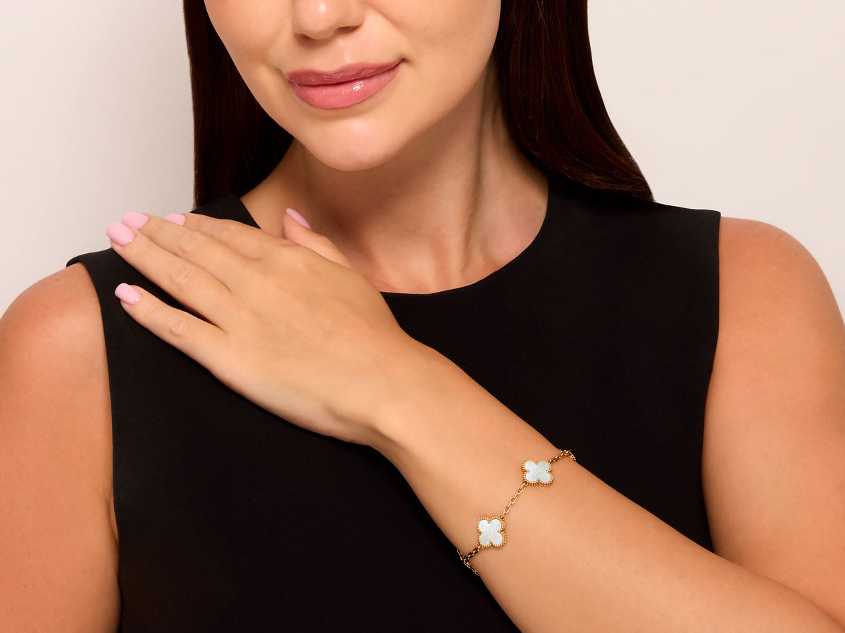 Van Cleef & Arpels 'Vintage Alhambra' Mother-of-Pearl Bracelet in 18K Gold