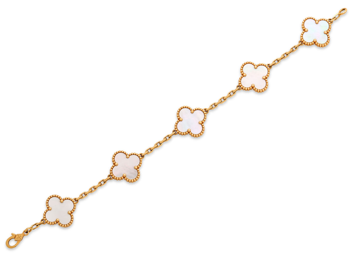 Van Cleef & Arpels 'Vintage Alhambra' Mother-of-Pearl Bracelet in 18K Gold