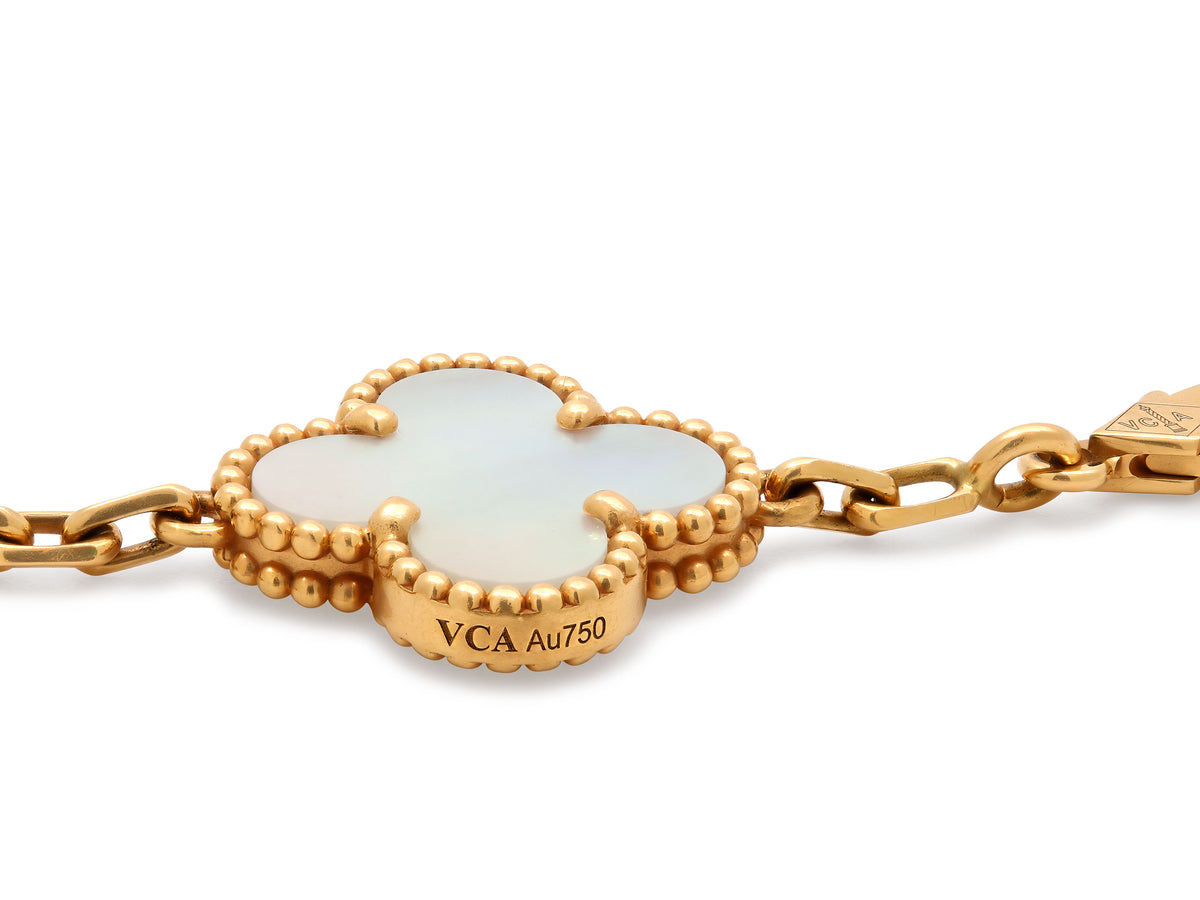 Van Cleef & Arpels 'Vintage Alhambra' Mother-of-Pearl Bracelet in 18K Gold