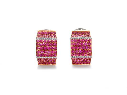 Pink Sapphire and Diamond Earrings in 18K Rose Gold