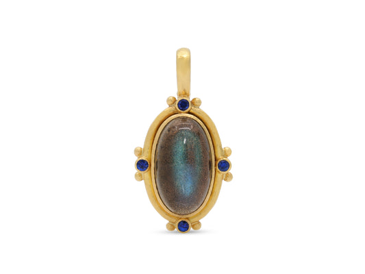 Elizabeth Locke Labradorite and Sapphire Pendant in 19K Gold