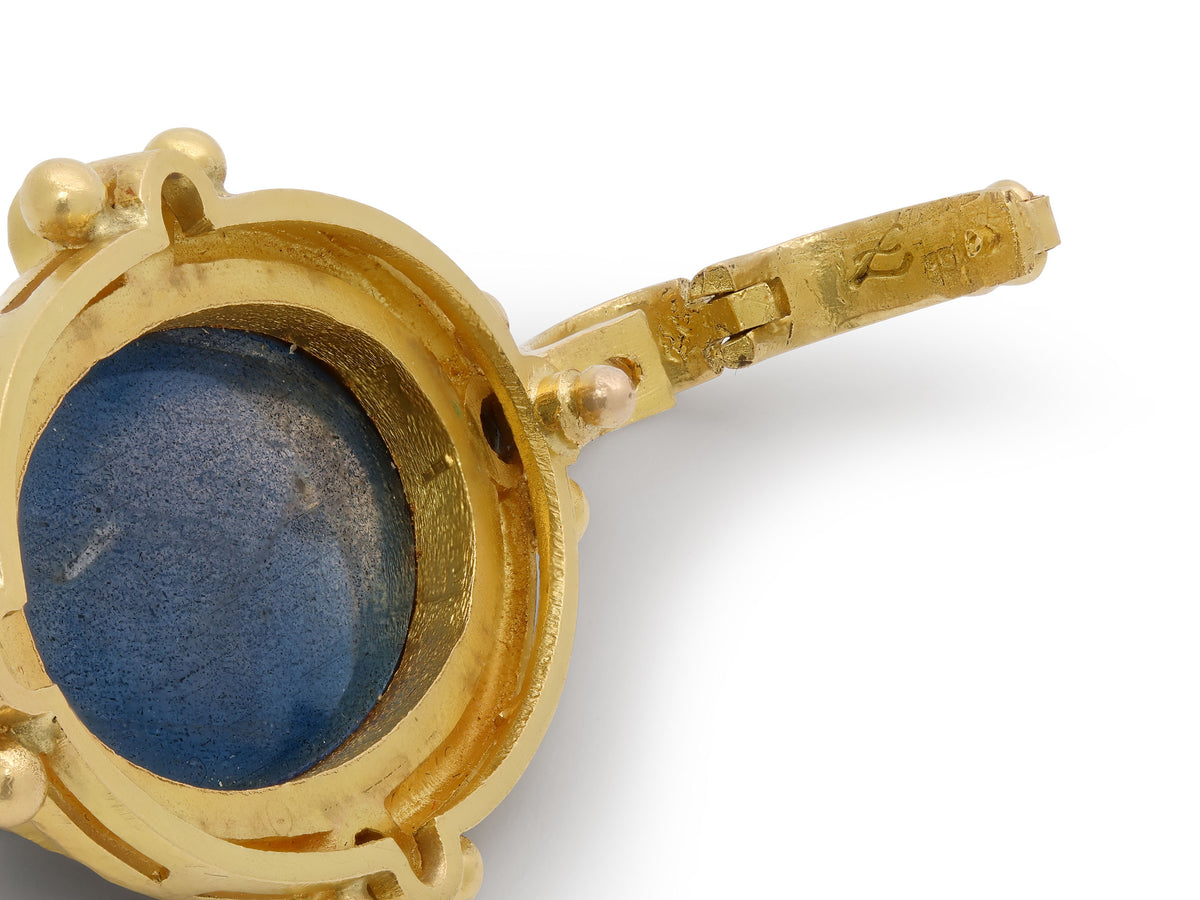 Elizabeth Locke Labradorite and Sapphire Pendant in 19K Gold