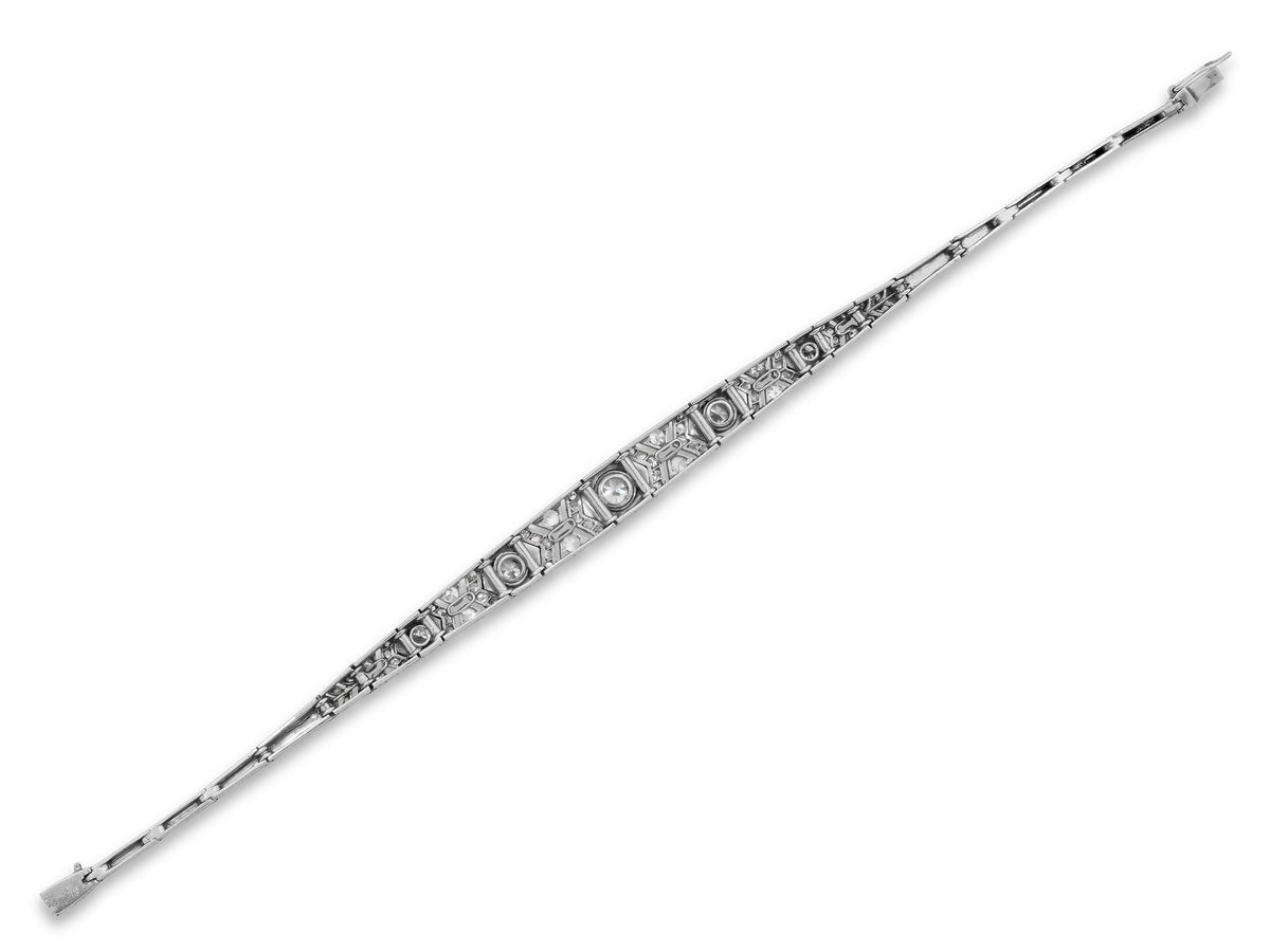 Art Deco Diamond and Onyx Bracelet in Platinum