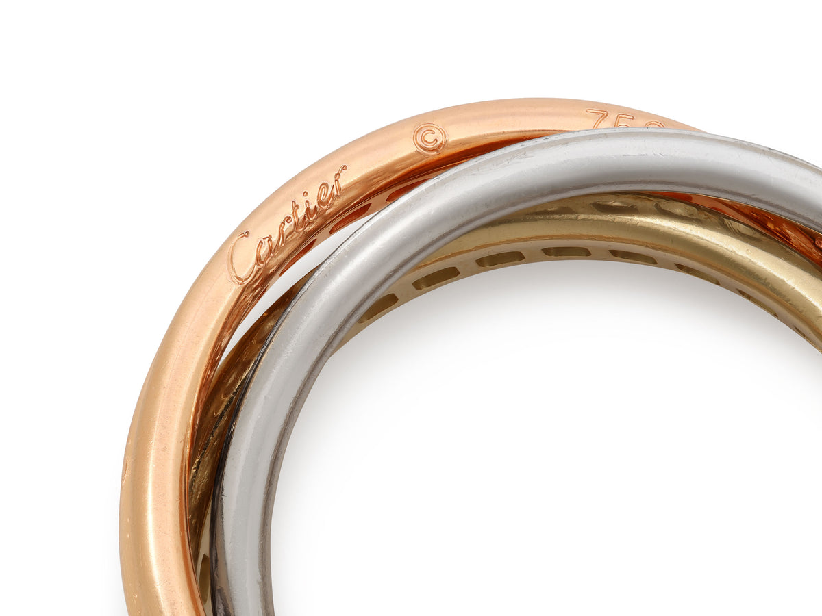 Cartier 'Trinity' Diamond Rolling Ring in Tri-Color 18K Gold