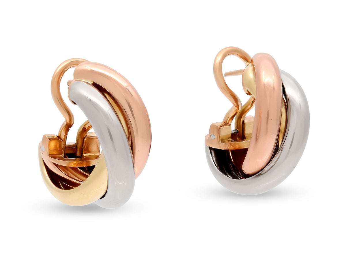 Cartier 'Trinity' Earrings in Tri-Color 18K Gold