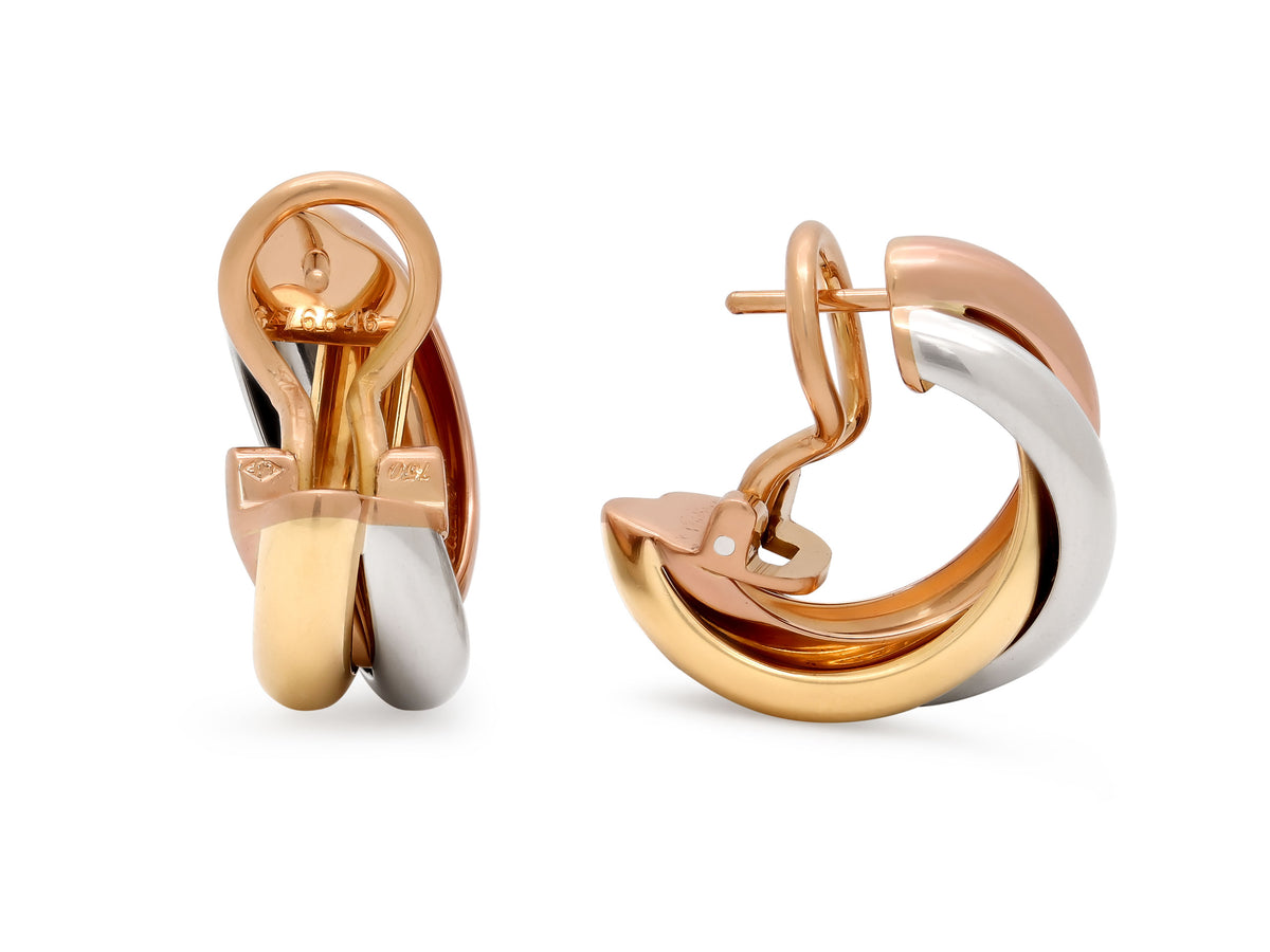 Cartier 'Trinity' Earrings in Tri-Color 18K Gold