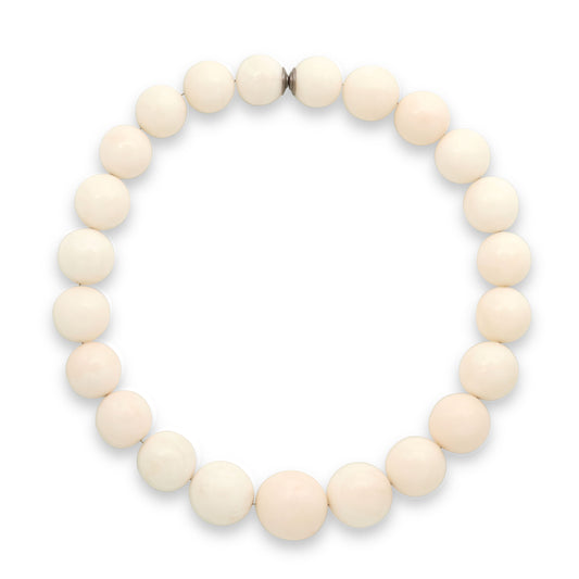 White Coral Bead Necklace, 16.5 Inches