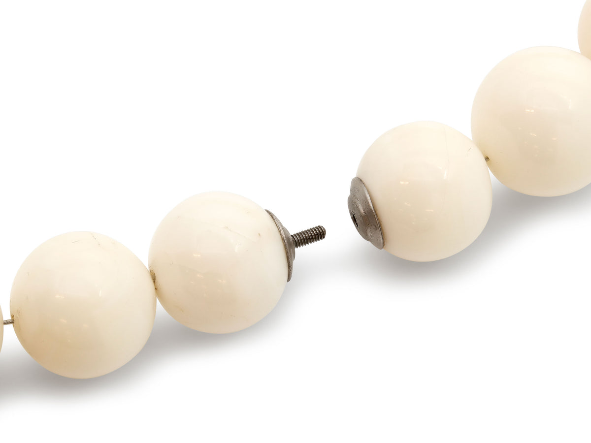 White Coral Bead Necklace, 16.5 Inches