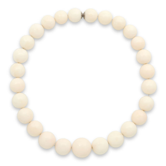 White Coral Bead Necklace, 19 Inches