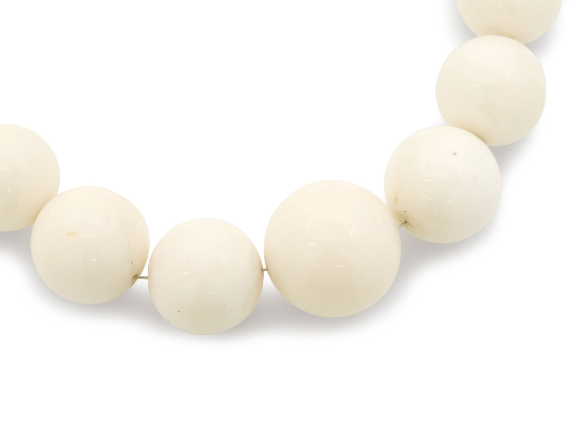 White Coral Bead Necklace, 19 Inches